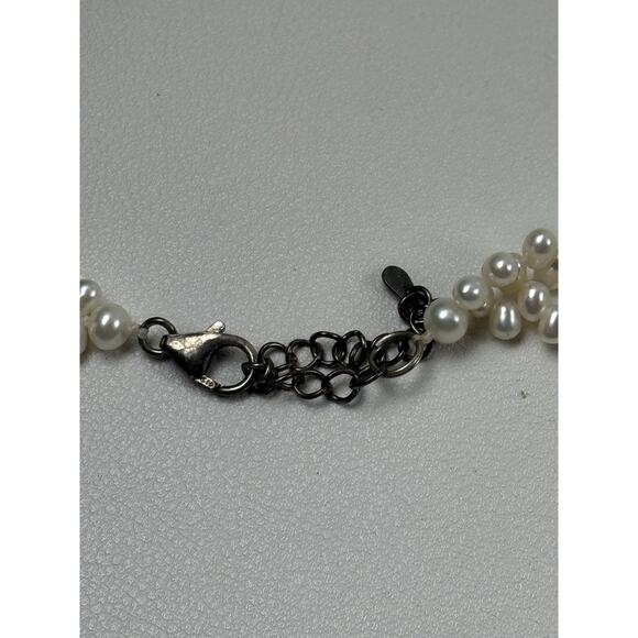 LUC Sterling Silver Necklace Double Strand 18.5" Real Pearl Abalone MOP Pendant - Picture 3 of 11